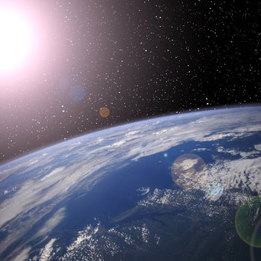 Uzaydan destansı gün doğumu. Nasa tarafından döşenmiş bu görüntünün unsurları