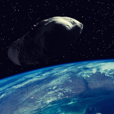 Dünyanın üzerinde uçan bir göktaşı. Bu görüntünün elementleri NASA tarafından desteklenmektedir.