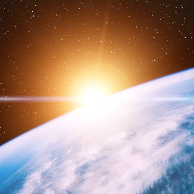 Gün doğumu, uzaydan manzara. Nasa tarafından döşenmiş bu görüntünün unsurları