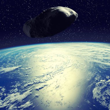 Dünyanın üzerinde uçan bir göktaşı. Bu görüntünün elementleri NASA tarafından desteklenmektedir.