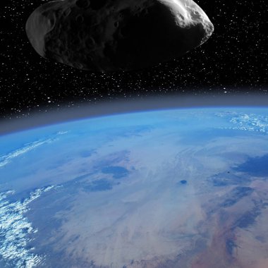 Dünyanın üzerinde uçan bir göktaşı. Bu görüntünün elementleri NASA tarafından desteklenmektedir.