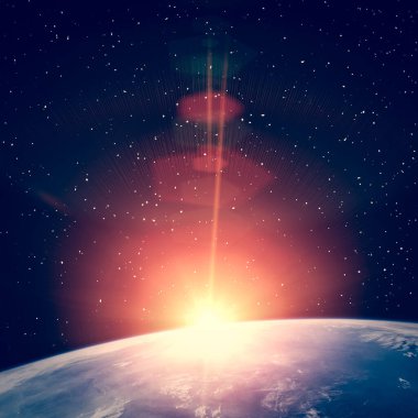 Gün doğumu ve yıldızlar. Nasa tarafından döşenmiş bu görüntünün unsurları