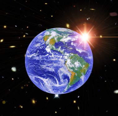 Uzayda Dünya gezegeni, tam gezegen. Bu görüntünün elementleri NASA tarafından sağlanmıştır.