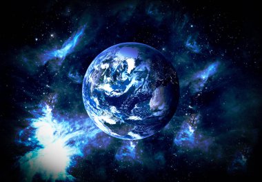 Dünya ile soyut uzay arka plan. Nasa tarafından döşenmiş bu görüntünün unsurları