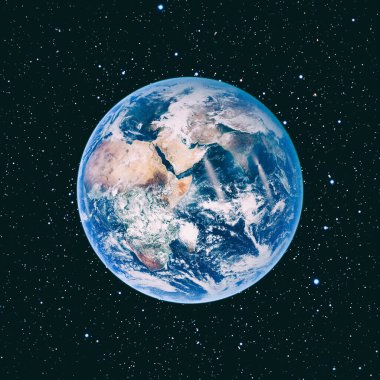 Uzayda Dünya gezegeni, tam gezegen. Bu görüntünün elementleri NASA tarafından sağlanmıştır.