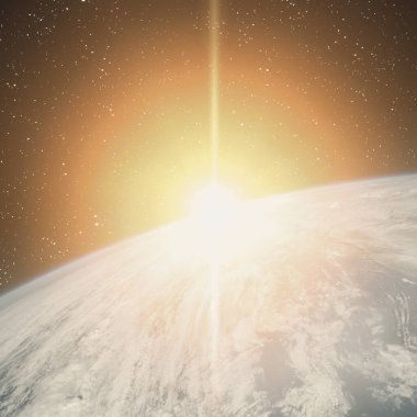 Uzaydan destansı gün doğumu. Nasa tarafından döşenmiş bu görüntünün unsurları