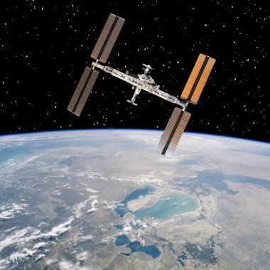 Dünyanın üstündeki uzay istasyonu. Nasa tarafından döşenmiş bu görüntünün unsurları