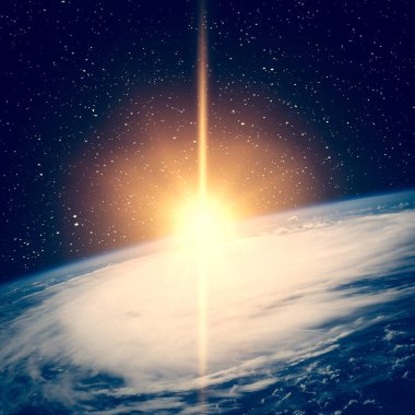 Uzaydan destansı gün doğumu. Nasa tarafından döşenmiş bu görüntünün unsurları