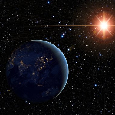 Uzaydan gelen eşsiz gezegenimiz. Bu görüntünün unsurları y Nasa döşenmiş