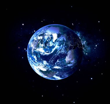 Dünya ile soyut uzay arka plan. Nasa tarafından döşenmiş bu görüntünün unsurları