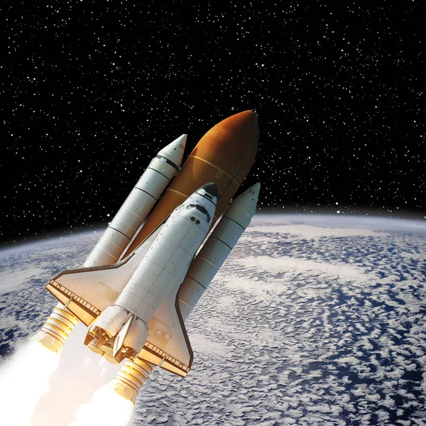 Raket Ovanför Jorden Rymdkoncept Delar Denna Bild Som Tillhandahålls Nasa — Stockfoto