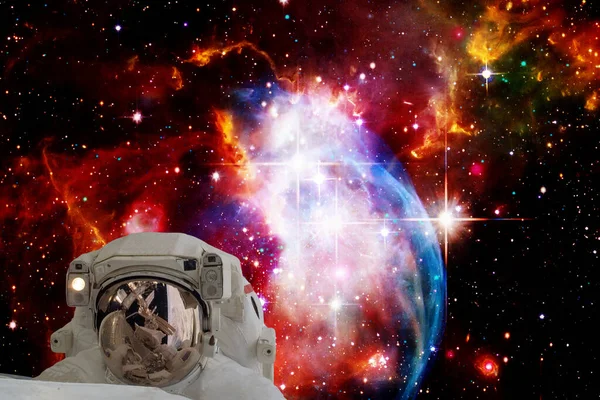 Astronaut Und Galaxie Auf Dem Hintergrund Die Von Der Nasa — Stockfoto