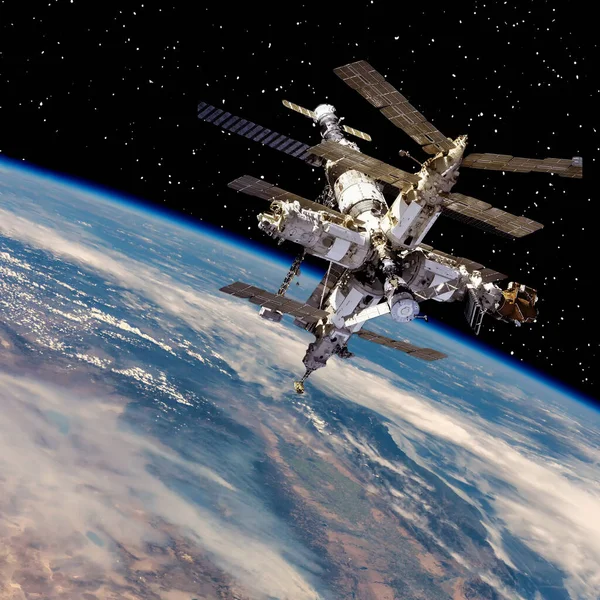 Space Station Earth Elements Image Furnished Nasa — Stock Photo, Image