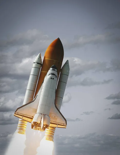 Запуск Космічного Корабля Хмарах Елементи Цього Зображення Оброблені Наса — стокове фото