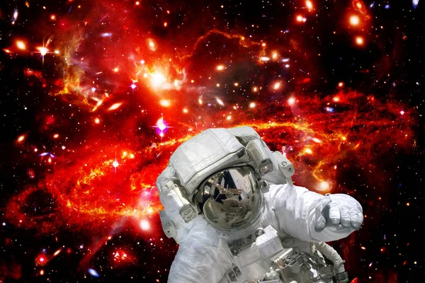 Astronaut Gegen Weltraum Die Von Der Nasa Zur Verfügung Gestellten — Stockfoto