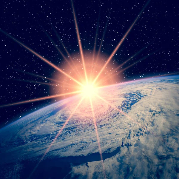 Epikus Napfelkeltét Űrből Elemeit Kép Által Szolgáltatott Nasa — Stock Fotó