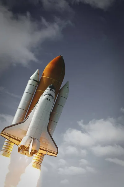stock image Spaceship launch in clouds.  The elements of this image furnished by NASA