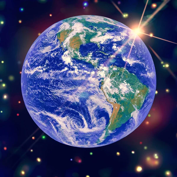 Planeten Jorden Rymden Hela Planeten Delar Denna Bild Som Tillhandahålls — Stockfoto