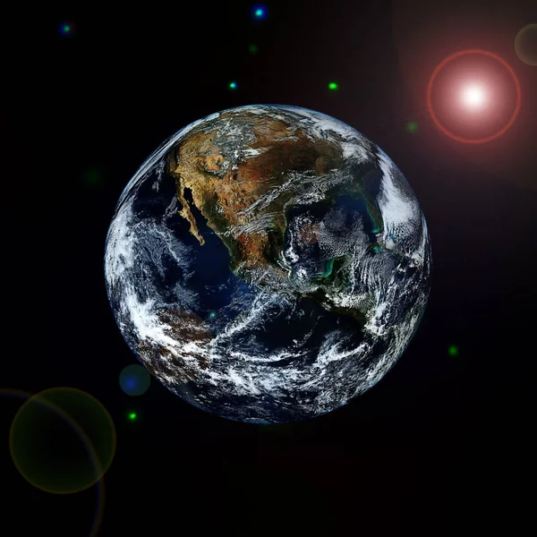 Uitzicht Planeet Aarde Vanuit Ruimte Gas Nevel Sterren Elementen Van — Stockfoto