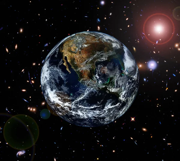 Pohled Planetu Zemi Vesmíru Plyn Mlhovina Hvězdy Prvky Této Image — Stock fotografie
