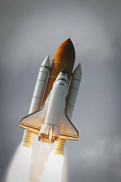 Spaceship Launch Clouds Elements Image Furnished Nasa — Stock Photo, Image