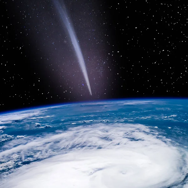 Комета Літає Над Землею Елементи Цього Зображення Оброблені Наса — стокове фото