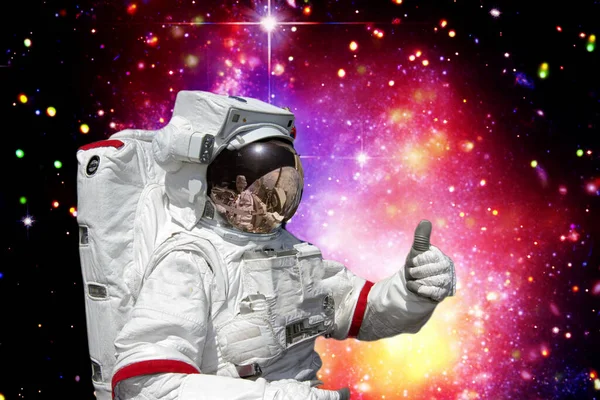 Astronaut Galaxy Backdrop Elements Image Furnished Nasa — Stock Photo, Image