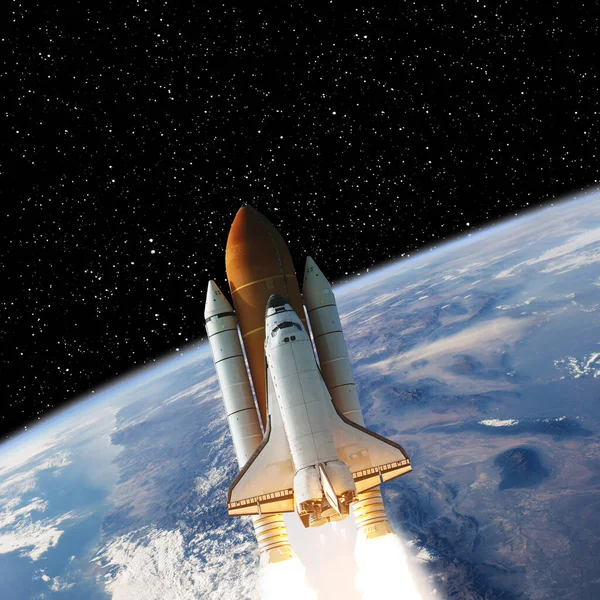 地球上のロケット 宇宙の概念 Nasaによって提供されたこの画像の要素 — ストック写真