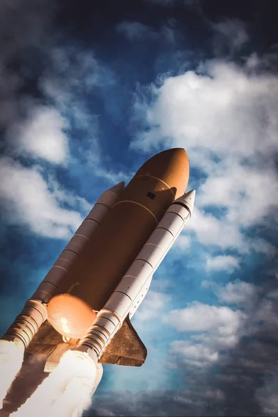 Roket Roket Kuyruğu Roket Izi Nasa Tarafından Döşenmiş Görüntünün Unsurları — Stok fotoğraf