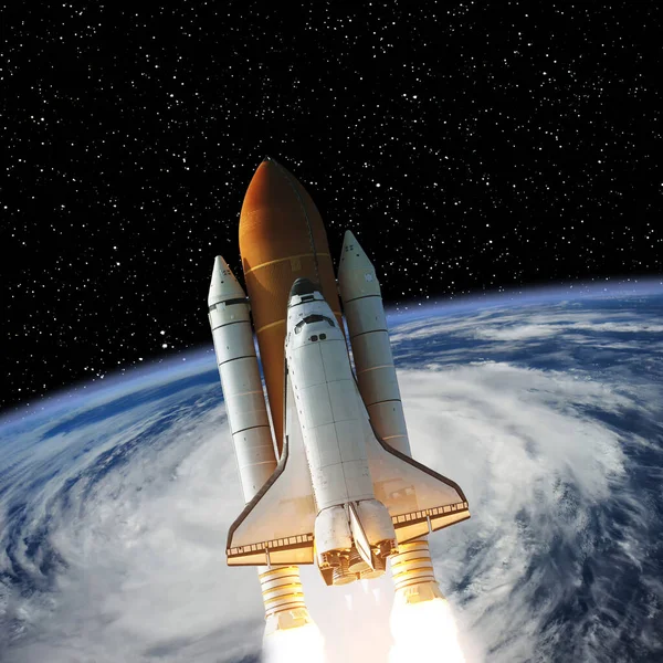 Raket Ovanför Jorden Rymdkoncept Delar Denna Bild Som Tillhandahålls Nasa — Stockfoto