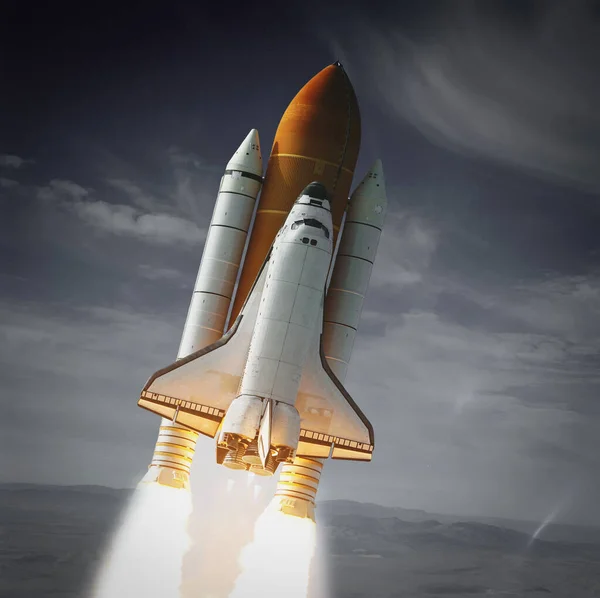 Rachetă Coada Rachetei Urme Rachete Elementele Acestei Imagini Furnizate Nasa — Fotografie, imagine de stoc
