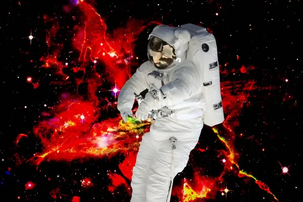 Astronauta Contra Espaço Profundo Elementos Desta Imagem Fornecidos Pela Nasa — Fotografia de Stock