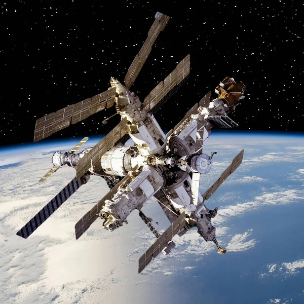 Space Station Earth Elements Image Furnished Nasa — Stock Photo, Image