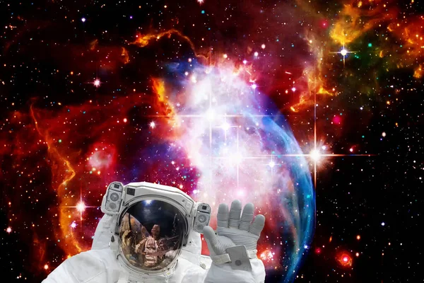 Astronauta Galaxia Fondo Los Elementos Esta Imagen Proporcionados Por Nasa —  Fotos de Stock