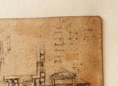 Taslak, çizimler, taslaklar, Leonardo Da Vinci 'nin eski kitabı The Codice Sul Volo' daki ev projesi, E. Rouveyre, 1893