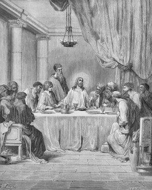 The Last Supper in the old book The Bible in Pictures, by G. Doreh, 189