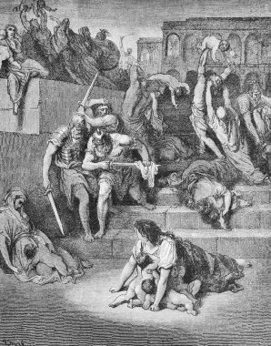 Herod 'un eski kitabında masum bebeklerin öldürülmesi The Bible in Pictures, G. Doreh, 189