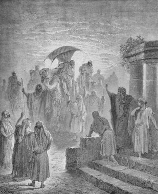 Isaac, Rebekah ile 1897 'de G. Doreh' in The Bible in Pictures adlı eski kitabında tanışır.