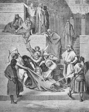 Martyrdom of Elder Eleazar in the old book The Bible in Pictures, by G. Doreh, 189 clipart
