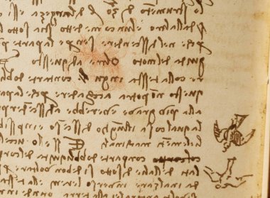 Taslak, çizimler, yazıtlar, Leonardo Da Vinci 'nin eski kitabı 