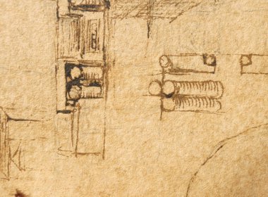 Taslak, çizimler, taslaklar, Leonardo Da Vinci 'nin eski kitabı The Codice Sul Volo' daki ev projesi, E. Rouveyre, 1893
