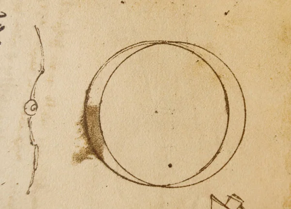 Manuscrito Desenhos Plantas Círculo Leonardo Vinci Livro Antigo Codice Sul — Fotografia de Stock