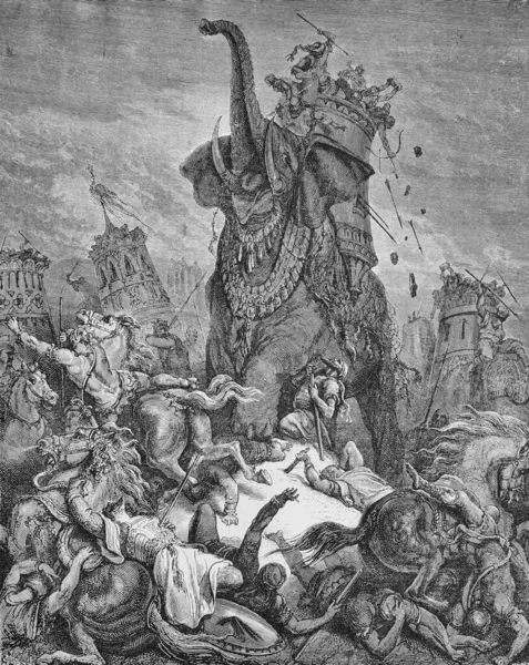 Doreh所著的 画中的圣经 一书中萨瓦兰之子以利亚撒的死亡 189岁 — 图库照片