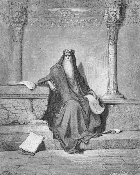 Roi Salomon Dans Ancien Livre Bible Images Par Doreh 1897 — Photo