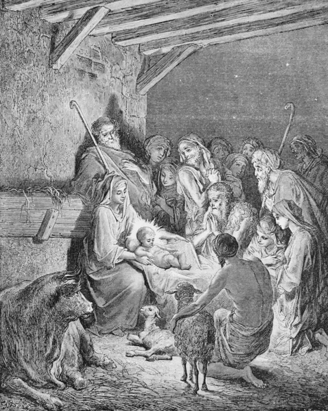 Nacimiento Del Señor Jesucristo Viejo Libro Biblia Imágenes Por Doreh — Foto de Stock