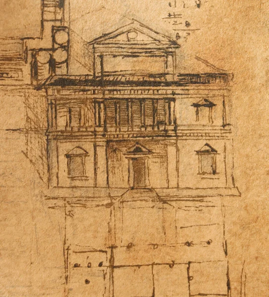 Taslak Çizimler Taslaklar Leonardo Vinci Nin Eski Kitabı Codice Sul — Stok fotoğraf