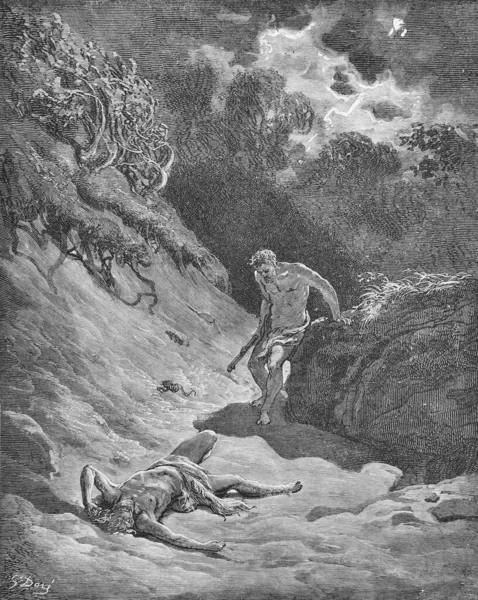 Abels Ermordung Alten Buch Die Bibel Bildern Von Doreh 1897 — Stockfoto