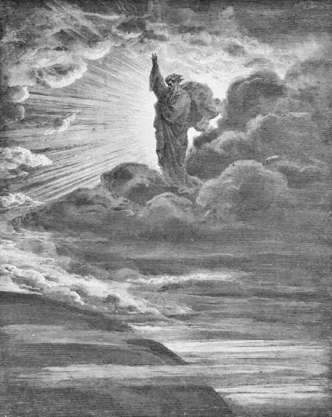 Isten Teremtése Világ Régi Könyv Biblia Képekben Doreh 1897 — Stock Fotó