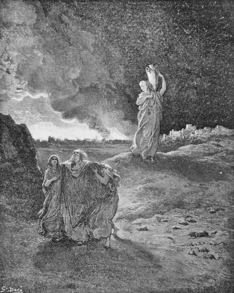 Destruição Sodoma Salvação Livro Antigo Bíblia Fotos Por Doreh 1897 — Fotografia de Stock
