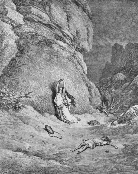 Хагар Ізмаїл Пустелі Старій Книзі Біблія Фотографіях Дора 1897 Рік — стокове фото